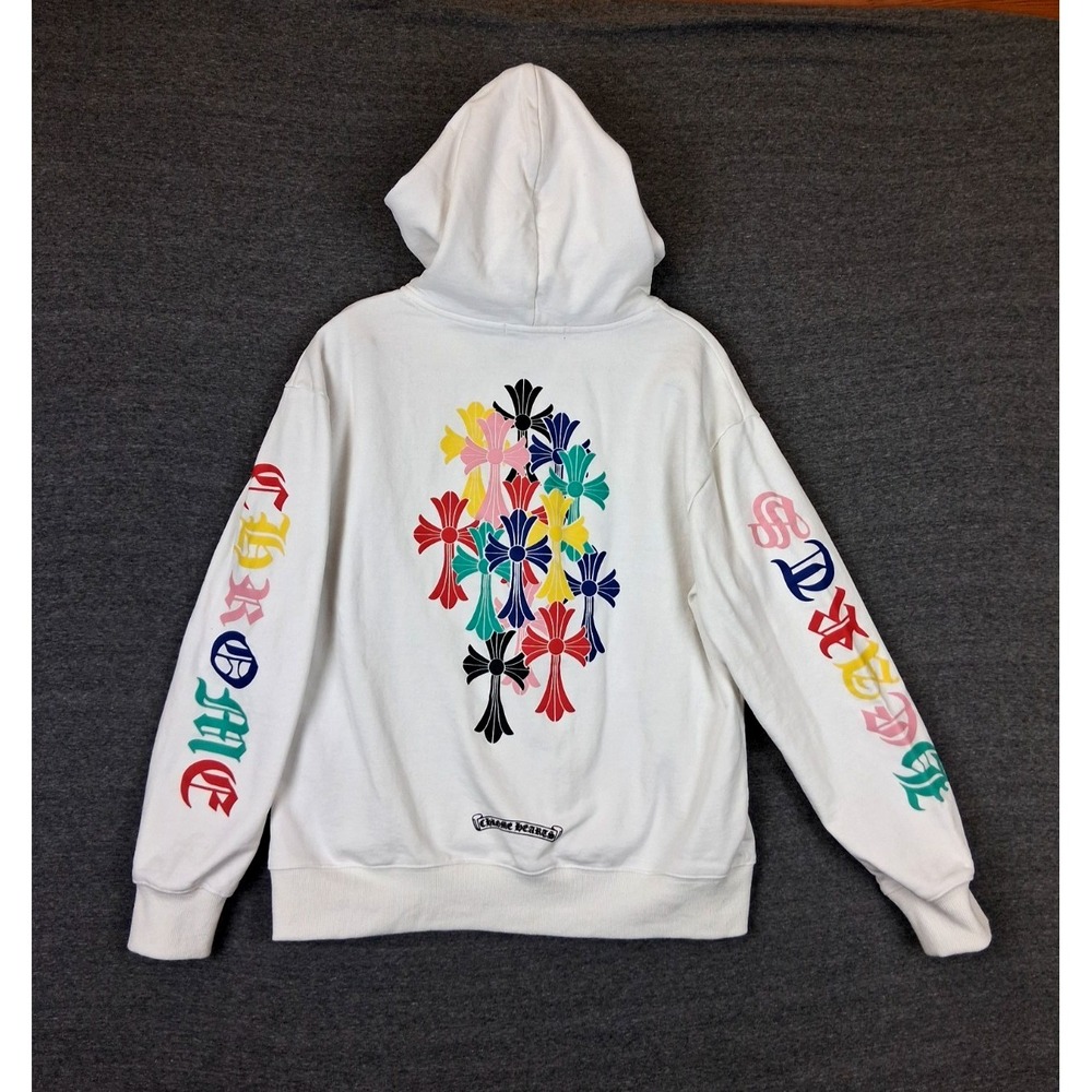 Chrome Hearts Adult Jacket Large White Multi Cross Cemetery Full Zip Hoodie